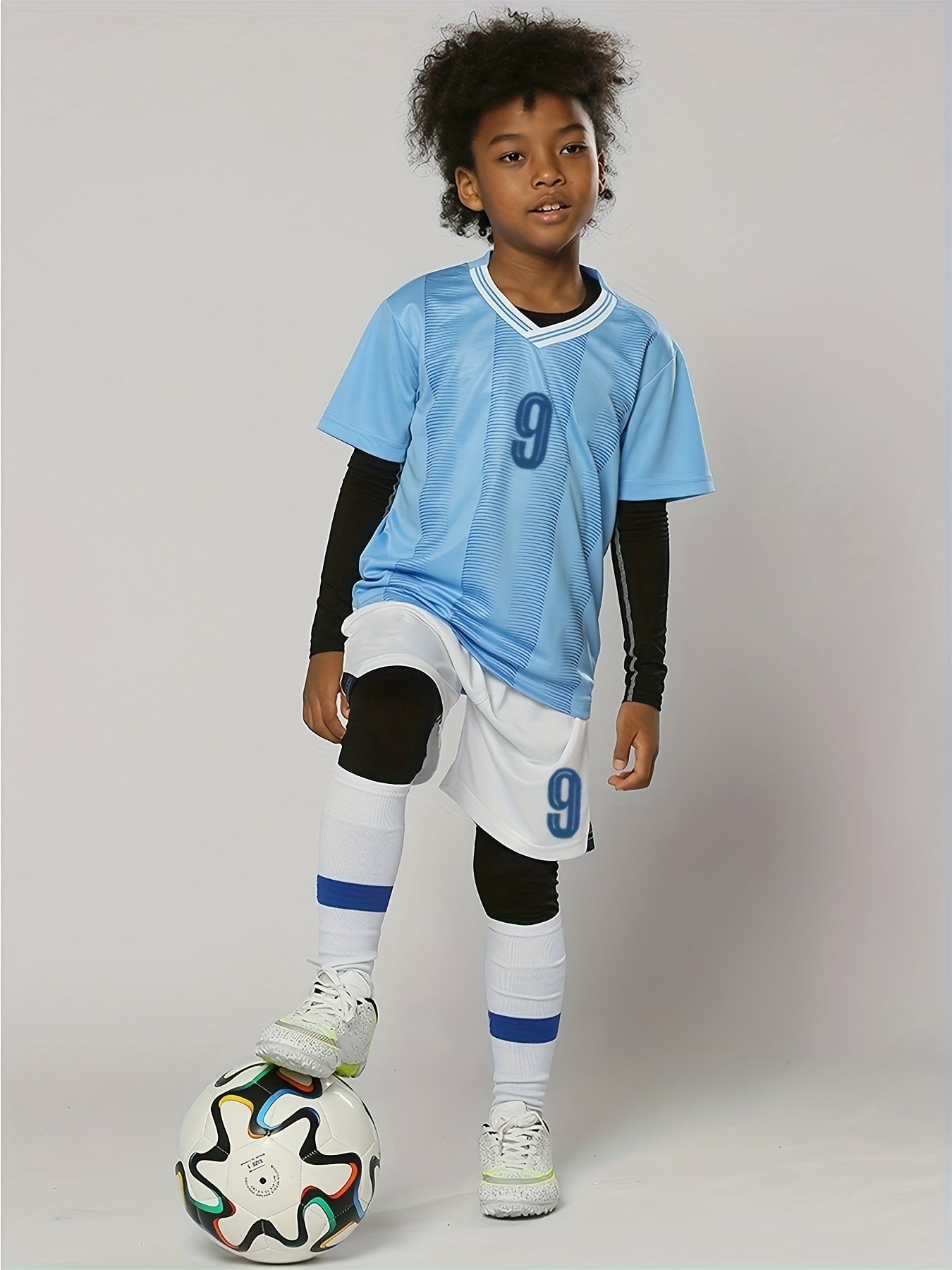 Boy's Striped Soccer Jersey & Moisture-Wicking Shorts Set