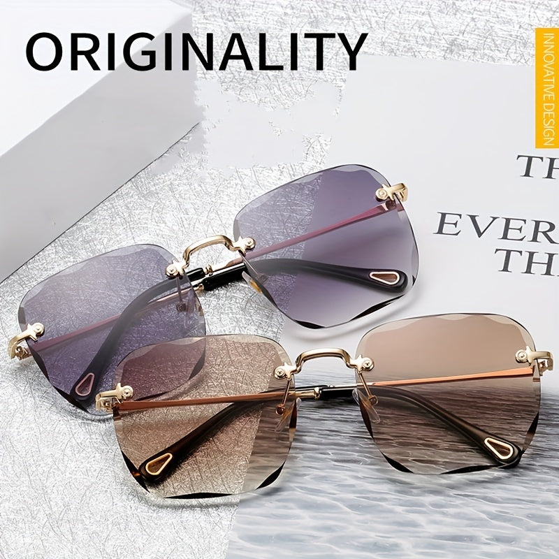 Square Rimless Sunglasses UV400 Gradient Glasses