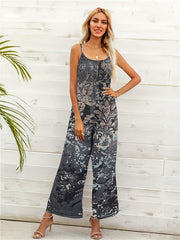 Graphic Print Wide Leg Cami Jumpsuit