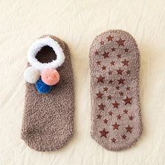 Pompom Plush Socks Soft & Cozy Ankle Stockings Women's Hosiery
