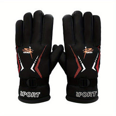 Thickened Printed Skin Feeling Split Finger Ski Gloves