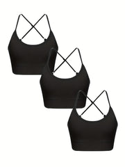 3pcs Criss Cross Back Sports Bras Wireless Bra