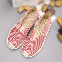 Women's Striped Canvas Slip-On Outdoor Shoes Lightweight Walking Shoes