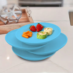 4pcs Lightweight Round Dinner Plates Creative Plastic Dinnerware