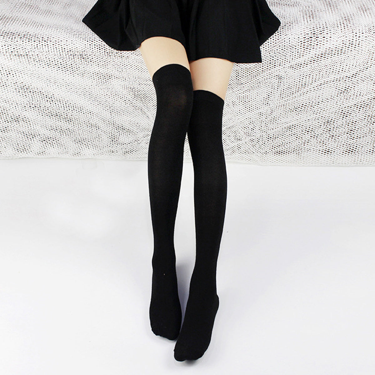 Solid Thigh High Socks Thin All match Over The Knee Socks Women's Stockings