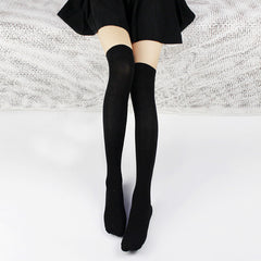 Solid Thigh High Socks Thin All match Over The Knee Socks Women's Stockings