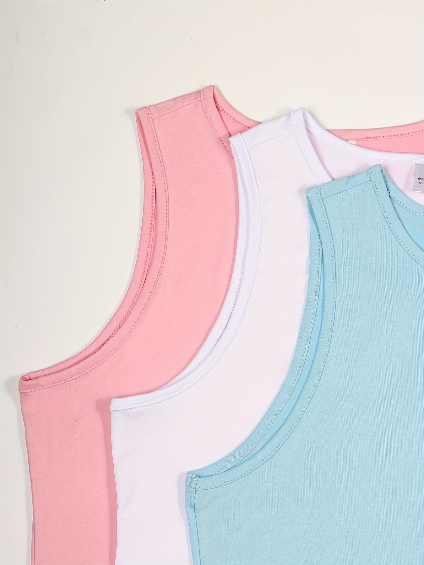 Basic Pajama Set Women's Solid Round Neck Stretch Tank Top & Shorts