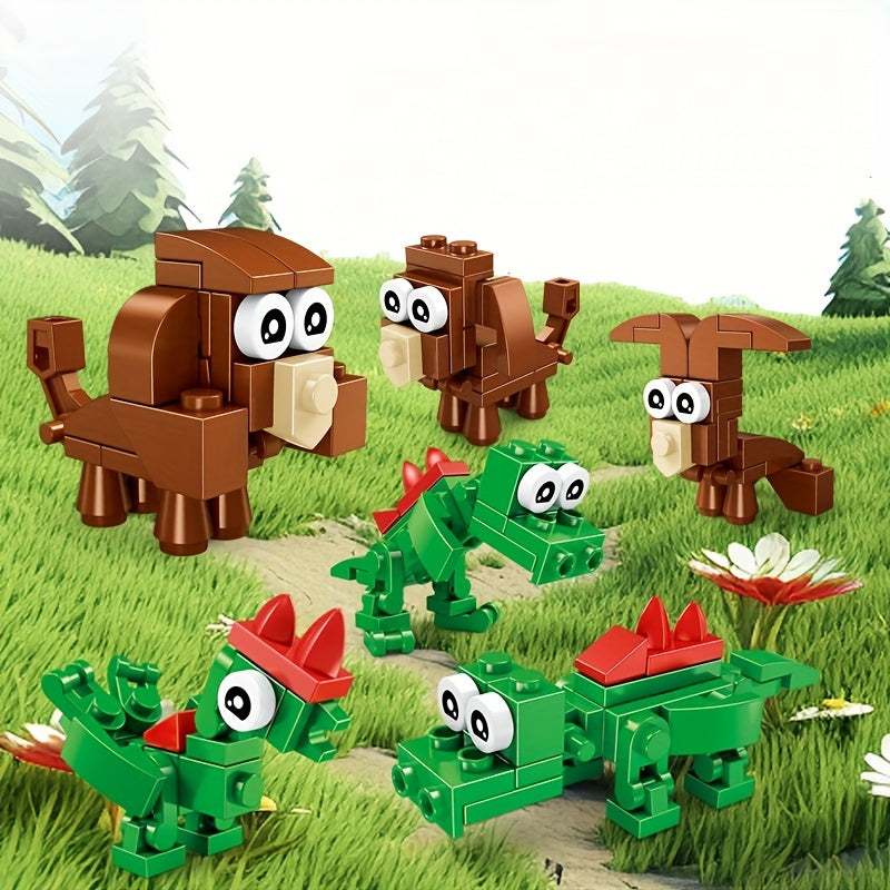 Animal Building Block Sets, Interchangeable Parts, 3-in-1 Shapes, DIY Toys