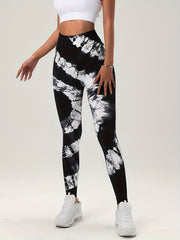 Tie Dye Seamless Sports Leggings Butt Lifting Stretch Yoga Tummy Control
