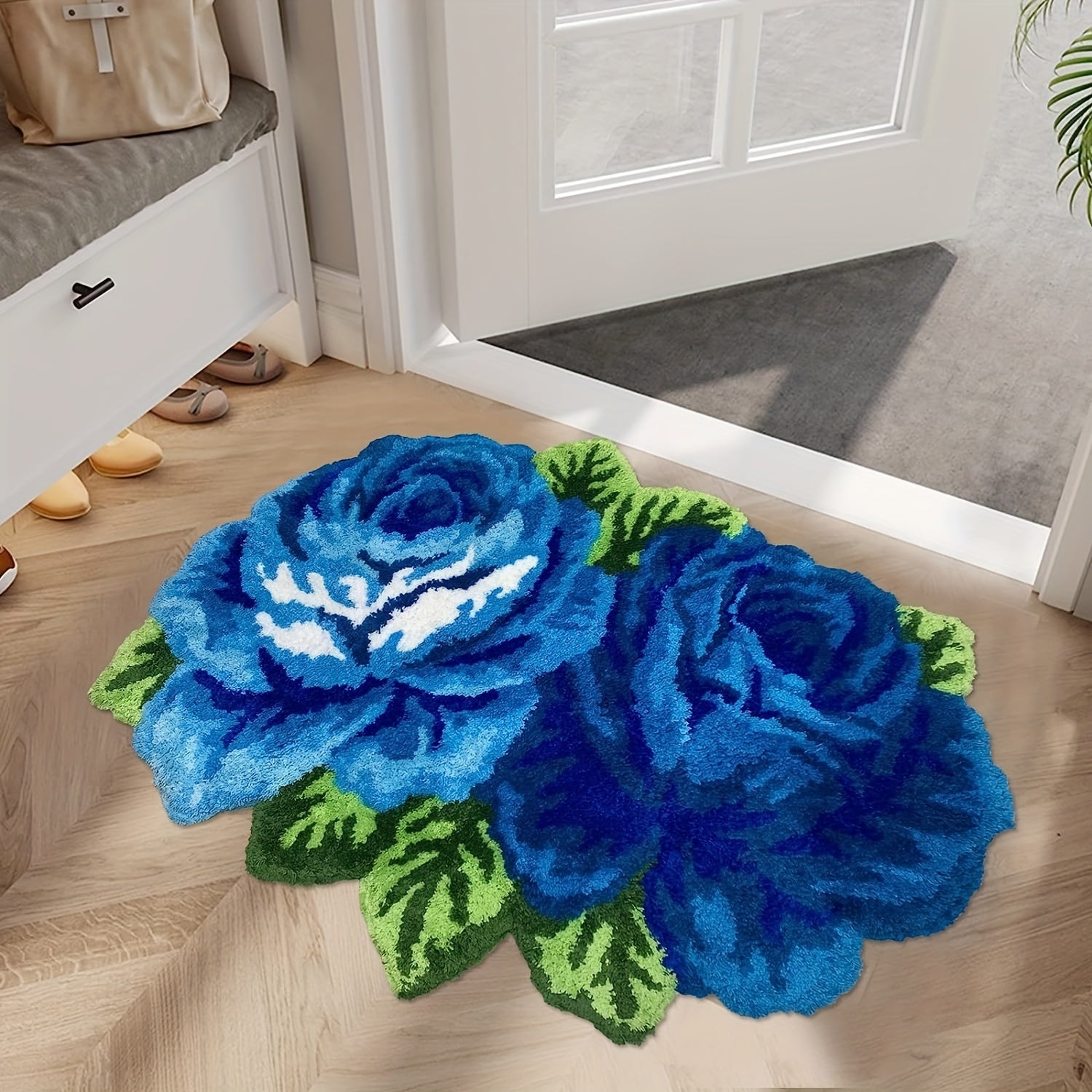 Fluffy Rose Carpet with Anti Slip Bottom Home Decor Bedroom Bathroom Hallway