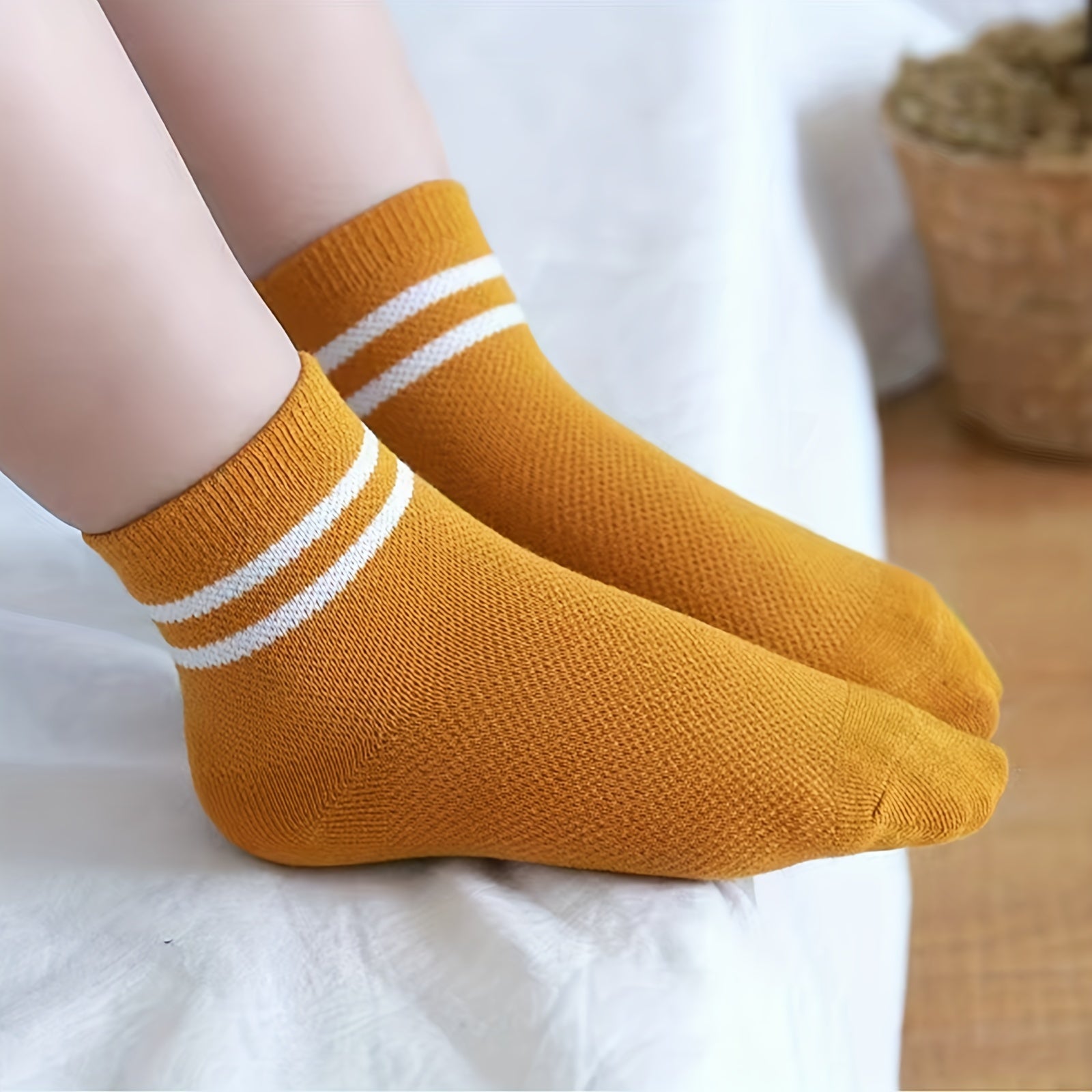 5pairs Boys Striped Casual Ankle Socks for Kids