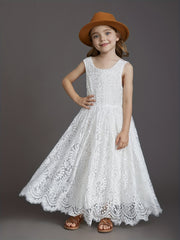 Kid Girls Grace Lace V Back Princess Dress