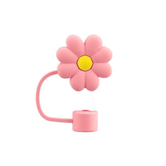Cartoon Flower Straw Cover Reusable Silicone Straw Lid Cup Accessories