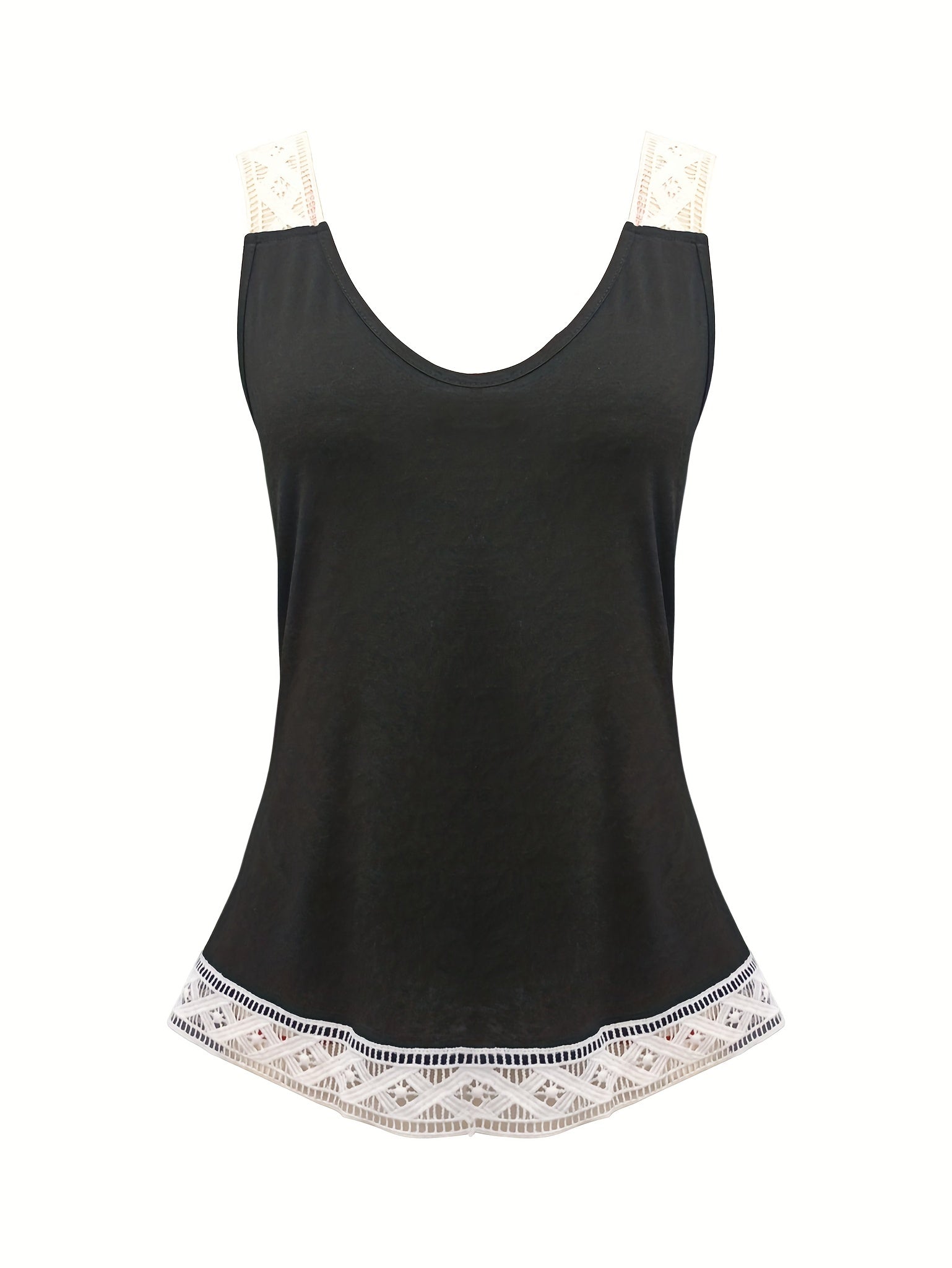 Lace V-Neck Tank Top Women's Casual Sleeveless Summer Shirt
