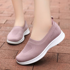 Women's Casual Sock Shoes Solid Breathable Low Top Slip On Shoes