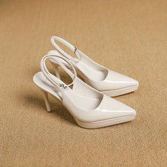 Solid Stiletto Heels Ankle Strap Slingback Pumps