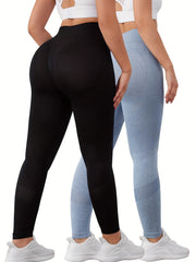 2pcs Yoga Sports Leggings High Stretch Soft Running Tight Pants