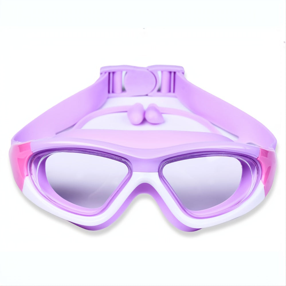 Children's Large Frame Anti Fog Swimming Goggles with Silicone Earbuds