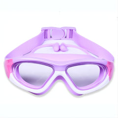 Children's Large Frame Anti Fog Swimming Goggles with Silicone Earbuds