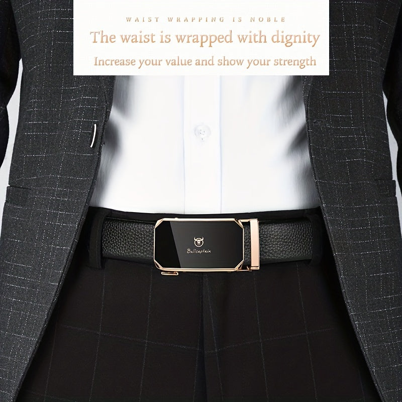 Bull Captain Men's Leather Belt Automatic Buckle Business Casual Gift