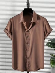 Solid Men's Short Sleeve Shirt for Summer Vacation
