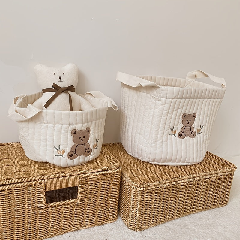 Quilted Fabric Storage Bucket for Baby's Room