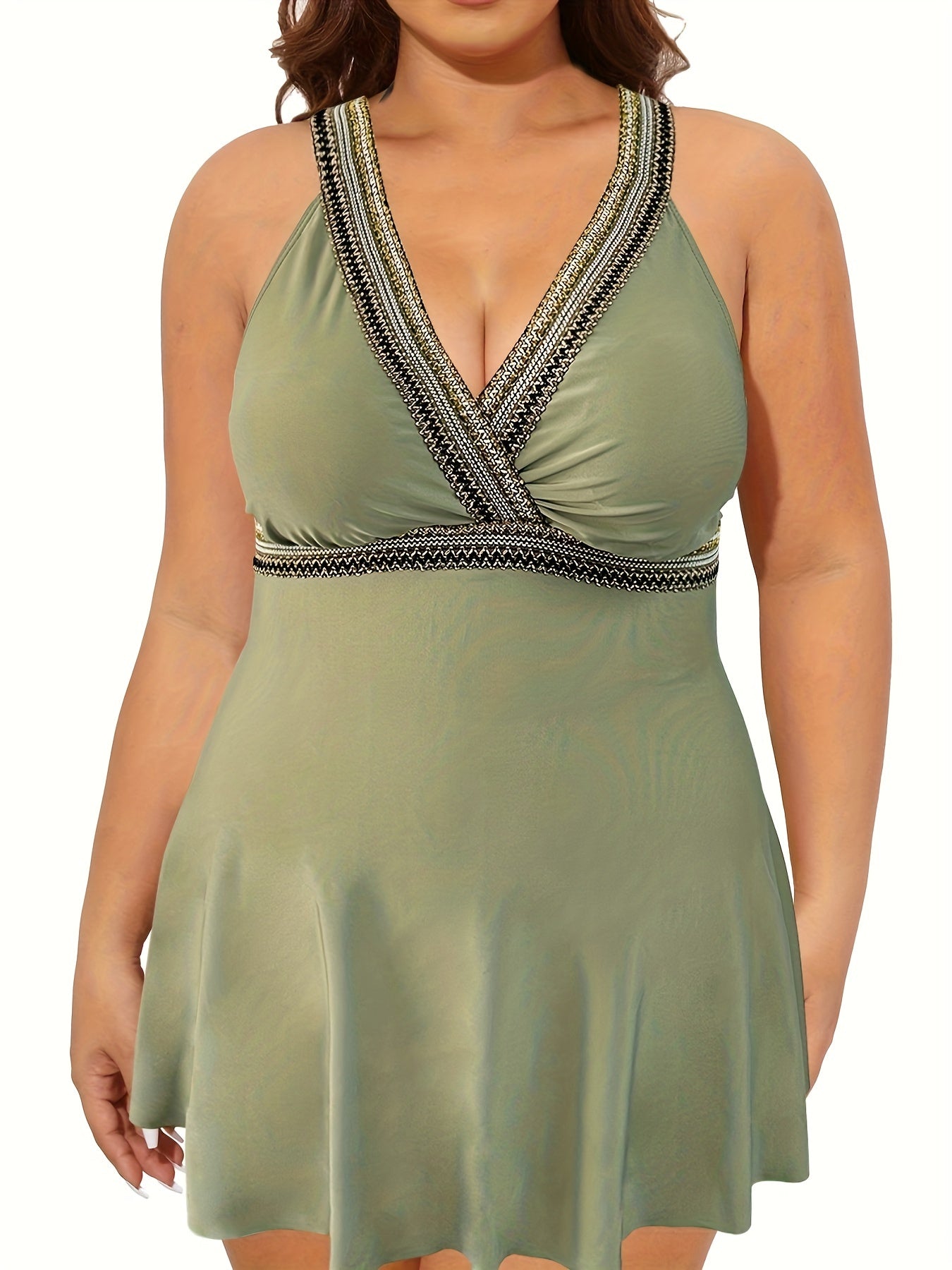 V Neck Tankini Set Women's High Waist Swimwear