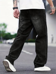 Men's Distressed Denim Pants Loose Fit Wide Leg Jeans