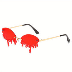 Rhinestone Rimless Flame Sunglasses for Women Men