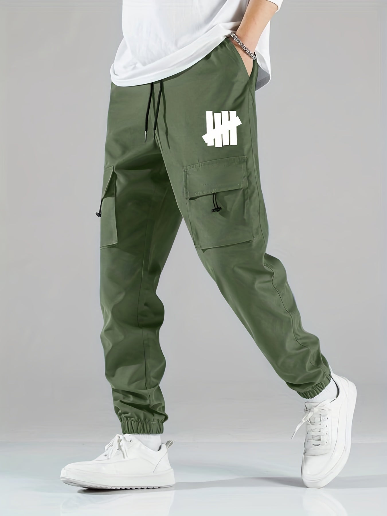Fence Print Cargo Pants Men s Flap Pocket Trousers Loose Casual Outdoor Pants