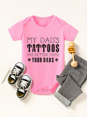 Baby Boys Daddy's Tattoos Onesie Short Sleeves Summer Onesies