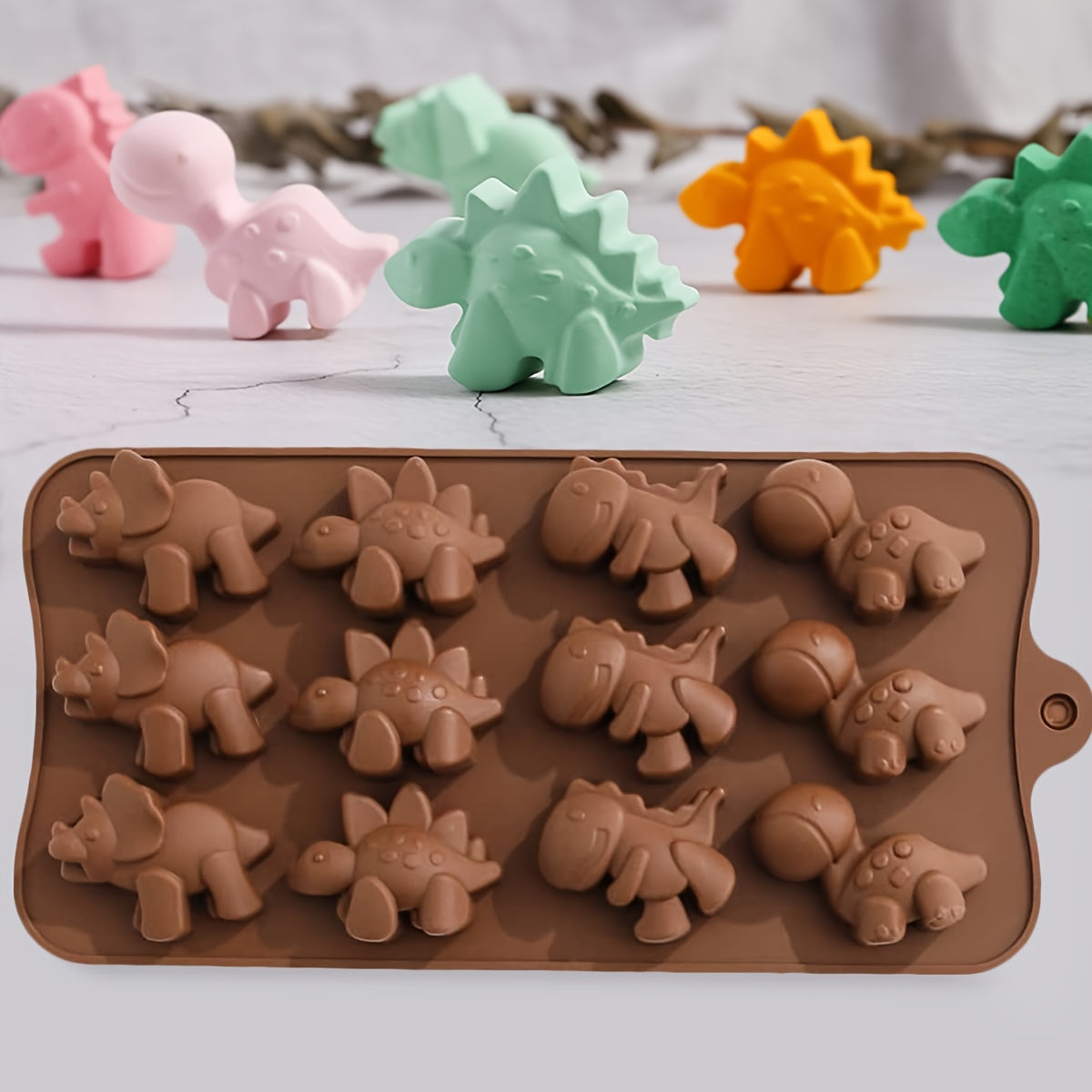 12-Grid Dinosaur Chocolate Silicone Mold DIY Soap Cake Making Mold
