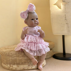 Adorable Bettie Doll Soft Full Body Waterproof Painted Pink Dress Butterfly Knot