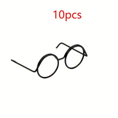 10pcs Iron Doll Eyeglasses Round Frame Accessory Set