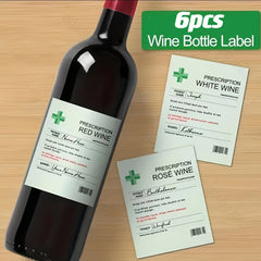 6pcs Funny Novelty Bottle Labels Funny Joke Happily Wine Bottle Label