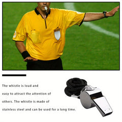 2pcs Stainless Steel Referee Whistles with Lanyard