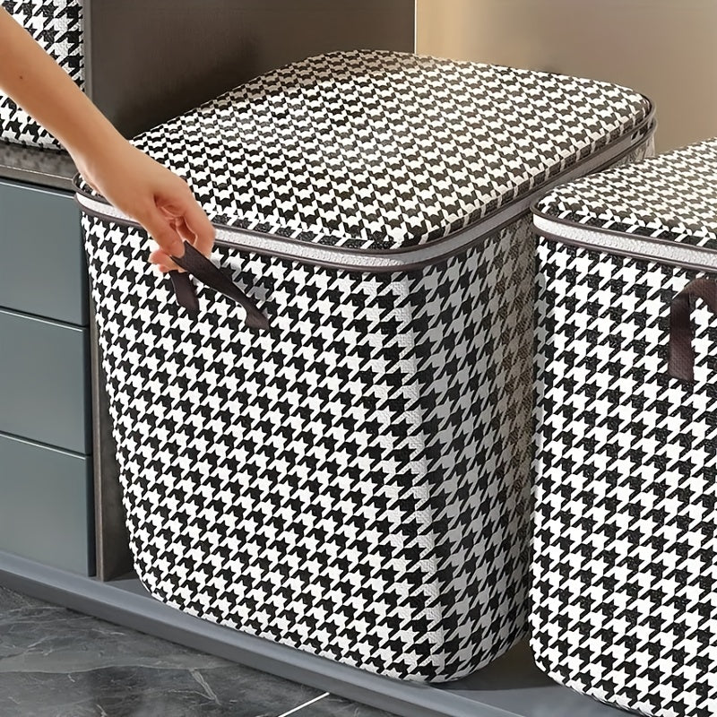 Houndstooth Pattern Storage Box Zipper Organizer