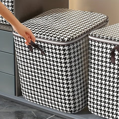 Houndstooth Pattern Storage Box Zipper Organizer