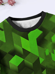 Kids Creative Cube Graphic Long Sleeve Sweatshirt For Spring Fall