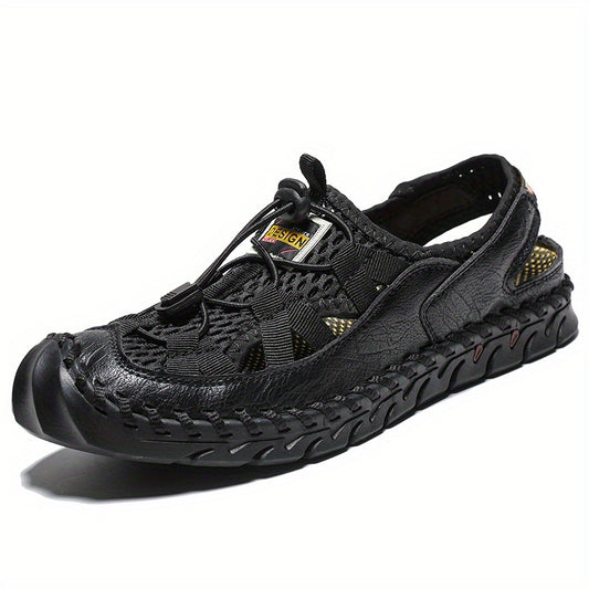 Men's Closed Toe Anti Collision Sandals Stitched Non Slip Beach Shoes