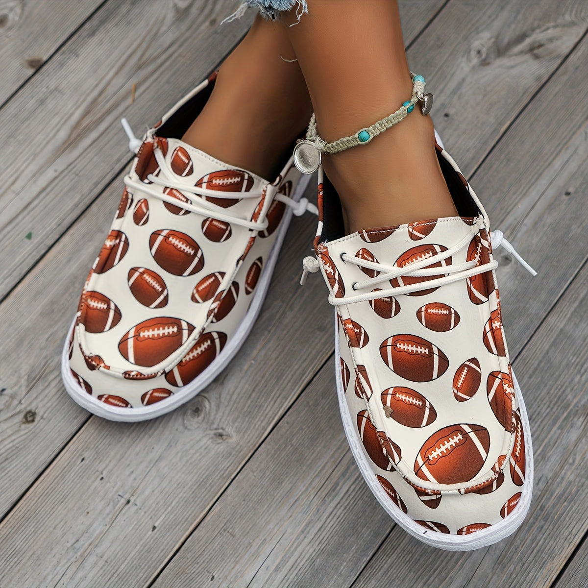 Women's Rugby Pattern Flat Shoes Lightweight Soft Comfortable Sport Running Shoe