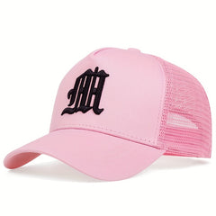 Gothic M Embroidery Baseball Cap Solid Mesh Trucker Hats
