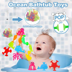 18 Pcs Ocean Animals Sucker Toys With Mesh Bag Storage