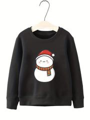 Snowman Pattern Smart Sweatshirt For Girls Party Casual Round Neck Top