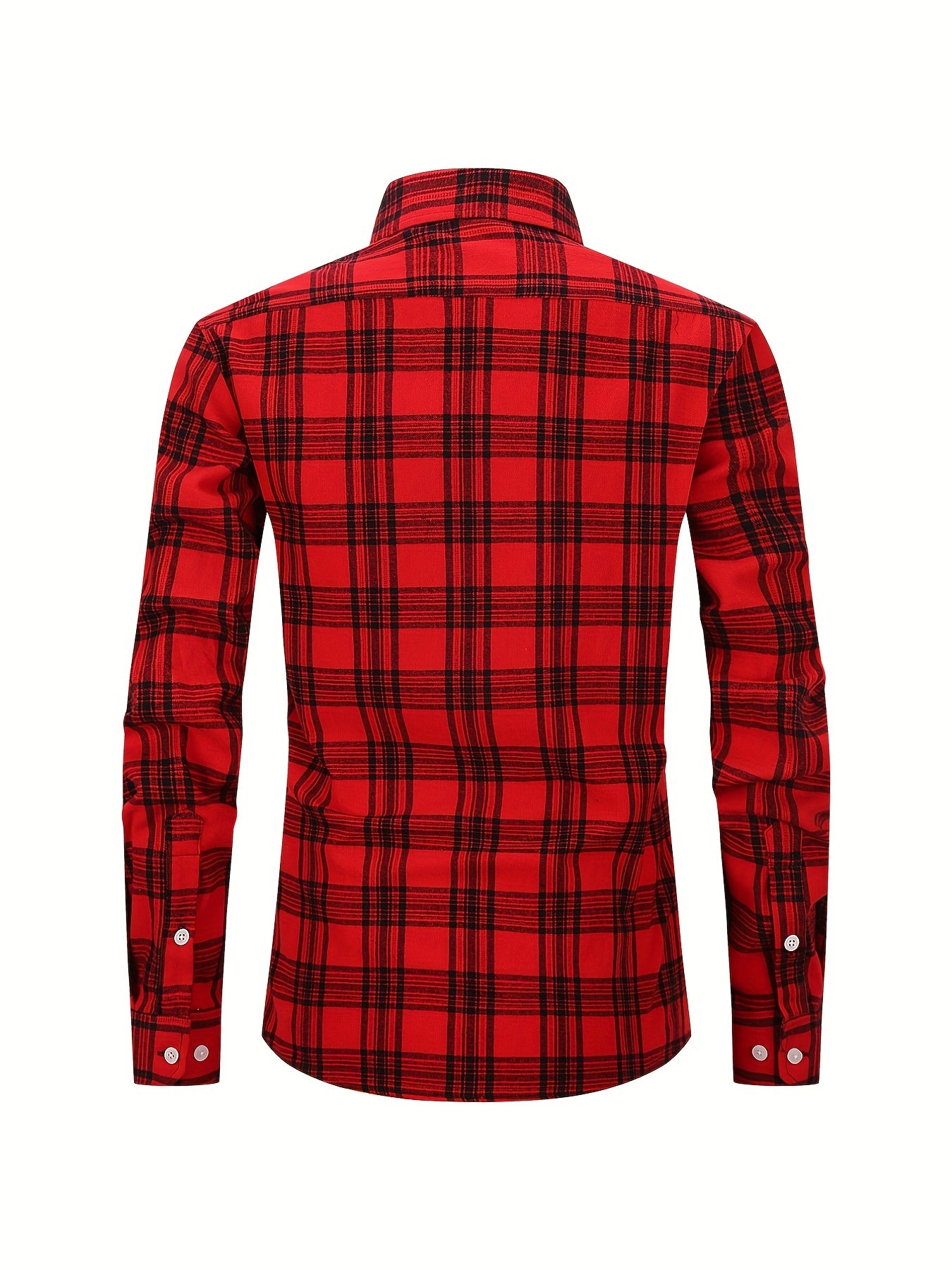 Men's Double Pocket Plaid Shirt for Spring Fall