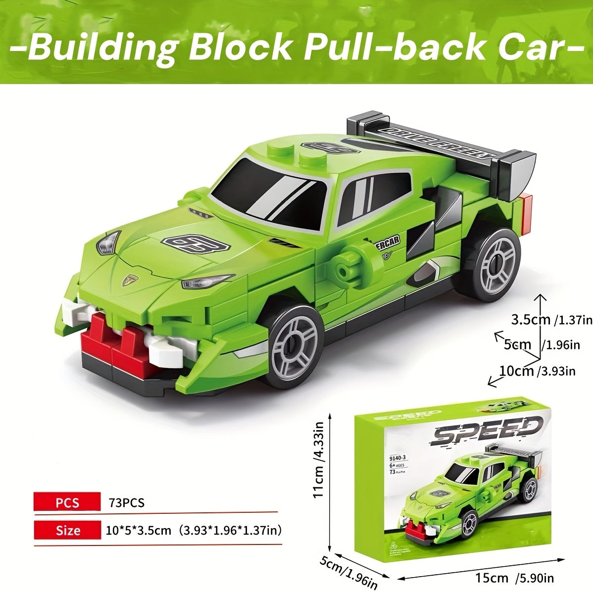 6pcs Mini Car Building Blocks Toy Pull Back Car Model ABS Material
