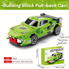 6pcs Mini Car Building Blocks Toy Pull Back Car Model ABS Material
