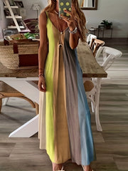 Colorblock V Neck Maxi Cami Dress