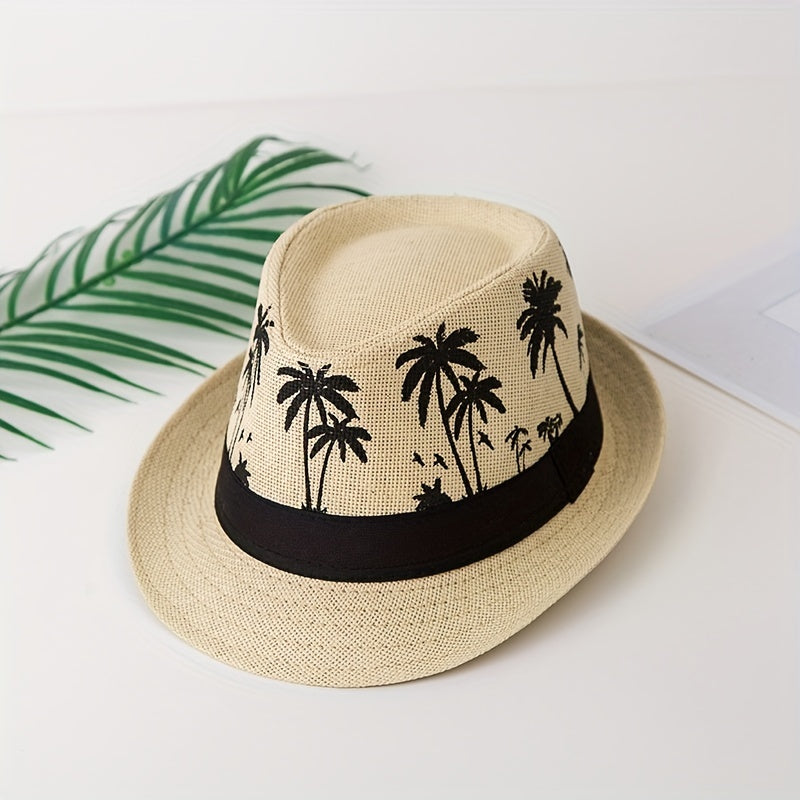 Palm Tree Jazz Hat Sun Protection Unisex Straw Hat
