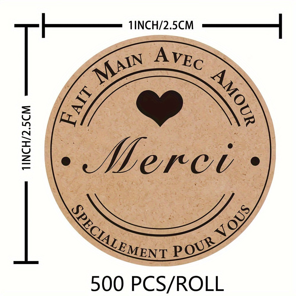 500pcs French Thank You Label Love DIY Paper Adhesive Sticker
